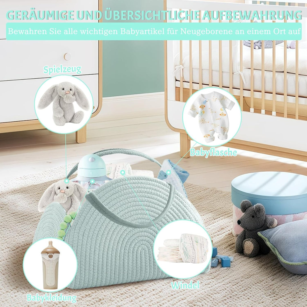Wickeltasche Organizer, Baby Windel Caddy Korb, Tragbarer Aufbewahrungskorb für den Wickeltisch, Wic