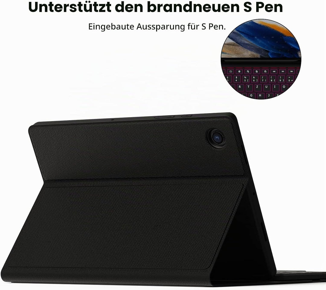 ROOFEI Galaxy Tab A8 Hülle mit Tastatur, 7-Farbige Beleuchtung Tastatur mit Trackpad - QWERTZ Deutsc
