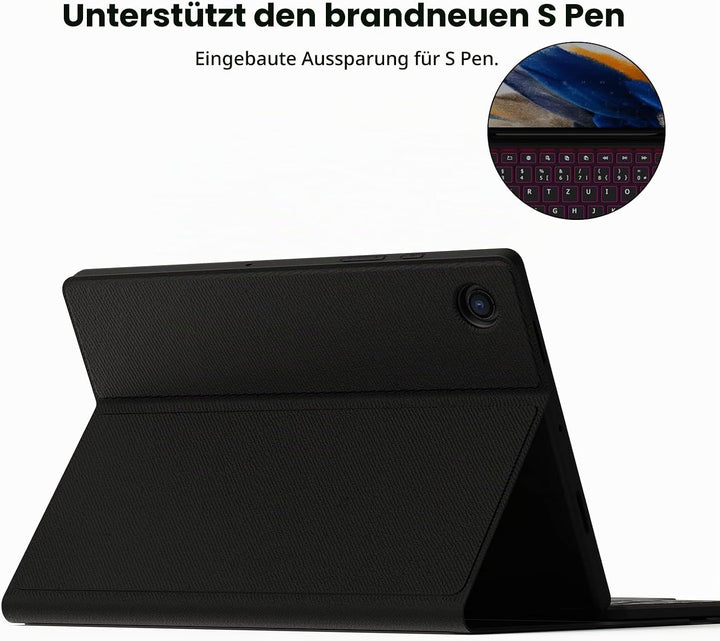 ROOFEI Galaxy Tab A8 Hülle mit Tastatur, 7-Farbige Beleuchtung Tastatur mit Trackpad - QWERTZ Deutsc