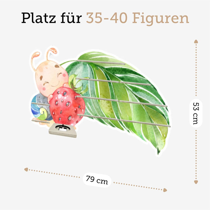 Farbklecks-Collection Musikboxregal Schnecke auf Blatt, Wandregal für bis zu 40 Hörfiguren, Masse 53
