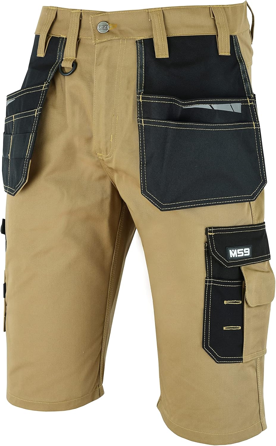 MS9 Herren Arbeitsshorts Kurze Arbeitshose Cargoshorts mit Holstertaschen Werkzeugtaschen Multifunkt