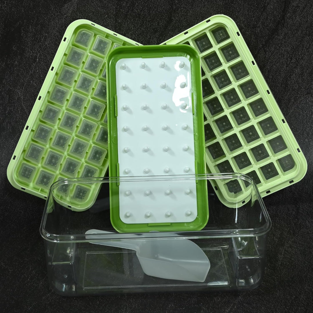 Ice Trays for Freezer with Lid & Bin, Ice Cube Tray Making 64 pcs Ice Cubes, Easy Press to Release I