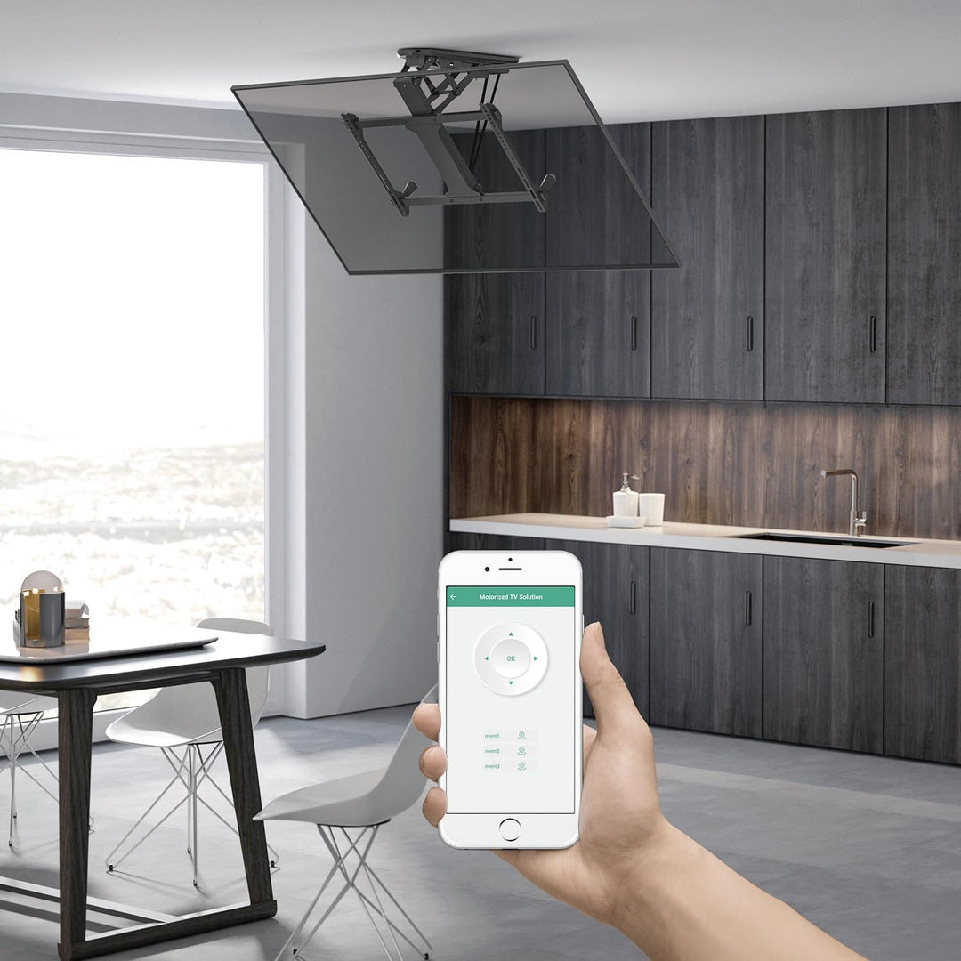 Maclean MC-880T Elektrische Neigbare TV Halterung mit App-Steuerung 32-70" für Decke Dachschräge ink