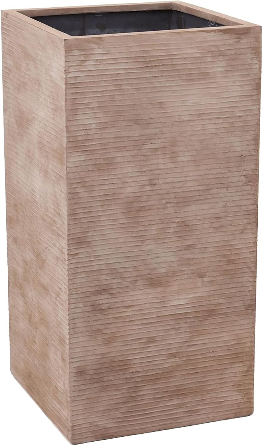 VIVANNO Pflanzkübel Blumenkübel aus Fiberglas Block 80 cm, Beige gestreift, 80x40x40 cm Beige Gestre