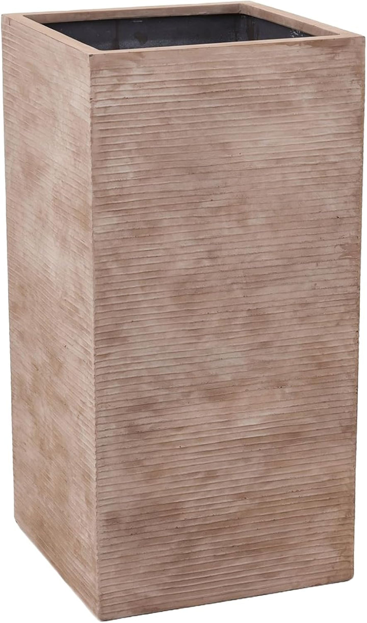 VIVANNO Pflanzkübel Blumenkübel aus Fiberglas Block 80 cm, Beige gestreift, 80x40x40 cm Beige Gestre
