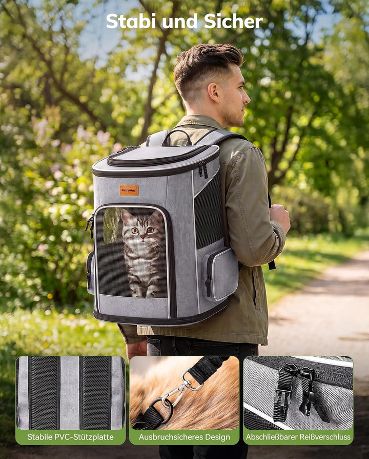 Morpilot Katzenrucksack Hunderucksack für Katzen und Kleine Hunde 7kg, Faltbare Haustier Rucksack mi