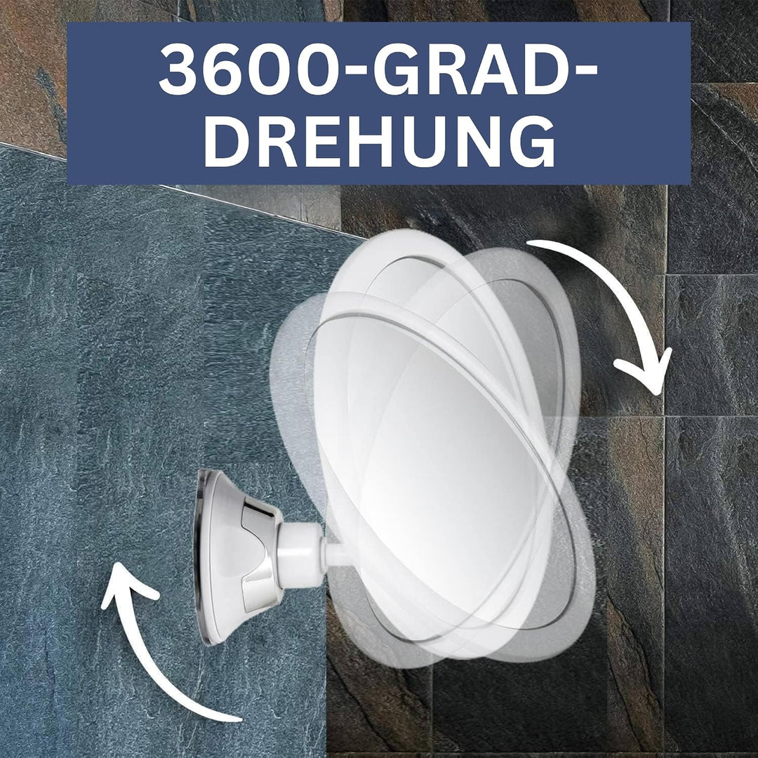 Mirrorvana Kleiner Duschspiegel antibeschlag und bruchsicher, runder Wandspiegel mit starkem 360° Sa