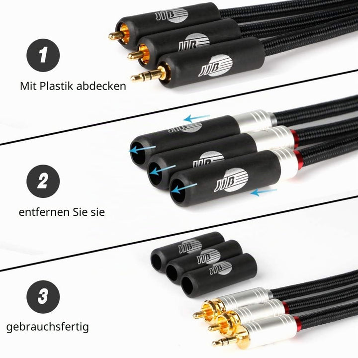JIB Boaacoustic BlackBerry Cinch auf Klinke 3,5mm Kabel, 4N OFC Hi-Fi-Buchse 3,5 mm auf 2X Cinch-Y-K