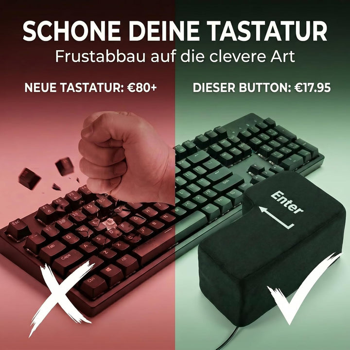 GOODS+GADGETS Big Enter Button XXL Enter-Taste mit Tisch-Kissen USB Gadget Keyboard zum Anti-Stress-