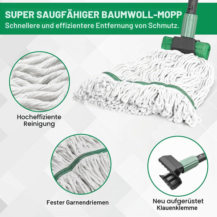 Heavy Duty Industrie-Mopp mit 146 cm Langem Griff, Robuster Bodenwischer für Garage, Lagerhalle & We