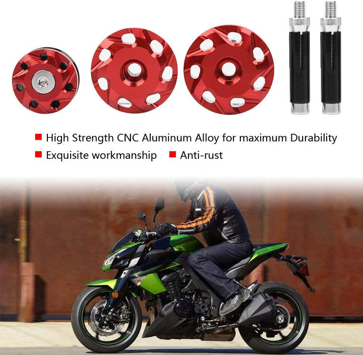 KIMISS Motorrad Rahmen Loch Dekorative Rahmenloch Abdeckkappe Kappe Z1000 1000 Z1000S Z1000SX(Rot)