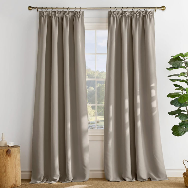 PONY DANCE Extra Lange Gardinen und Vorhänge Blickdicht Kräuselband 2er Set H 260 x B 140 cm Verdunk