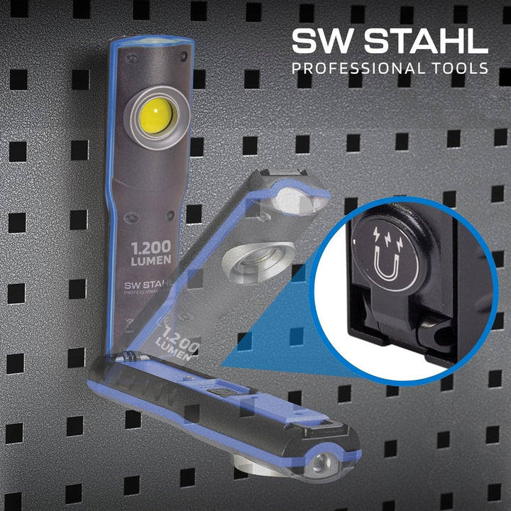 SW-Stahl S9790 Arbeitsleuchte Taschenlampe I Ladestation I LED I 1000 Lumen I Metallgehäuse, Blau/Sc