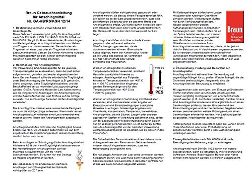 Braun 20022HB Hebeband 2000 kg Tragkraft, 2 m Länge mit verstärkten Endschlaufen, grün