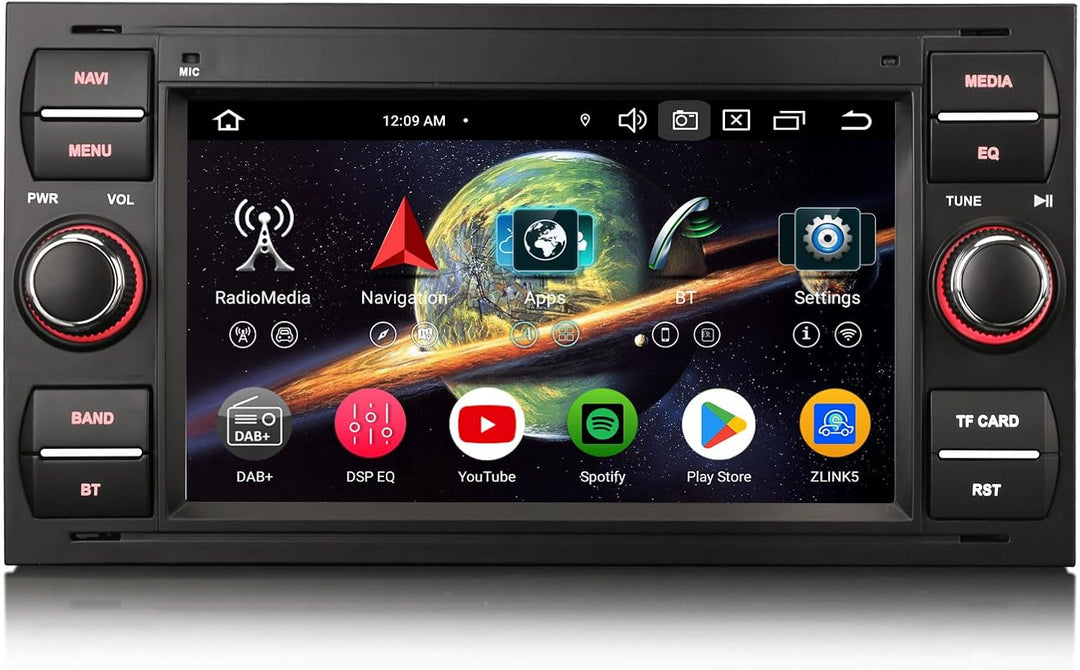 Erisin 8-Kern 4GB+64GB 7 Zoll Android 14 Autoradio GPS Navi für Ford Focus Fiesta Kuga Mondeo Transi