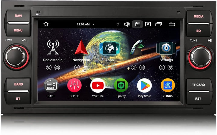 Erisin 8-Kern 4GB+64GB 7 Zoll Android 14 Autoradio GPS Navi für Ford Focus Fiesta Kuga Mondeo Transi