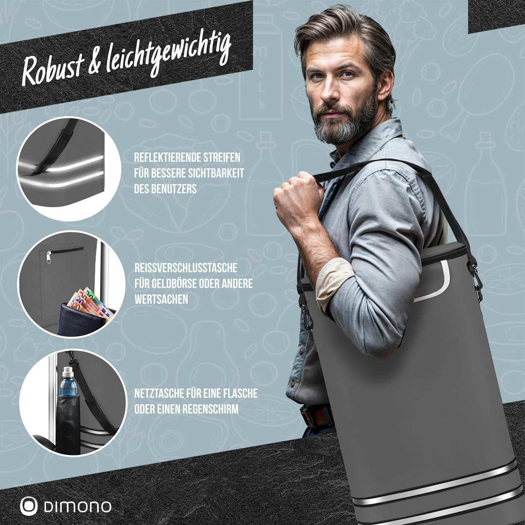 Dimono® Einkaufstrolley Klappbarer 3 in1 Trolley zum Einkaufen; 56 Liter inkl. Kühlfach; Transportwa
