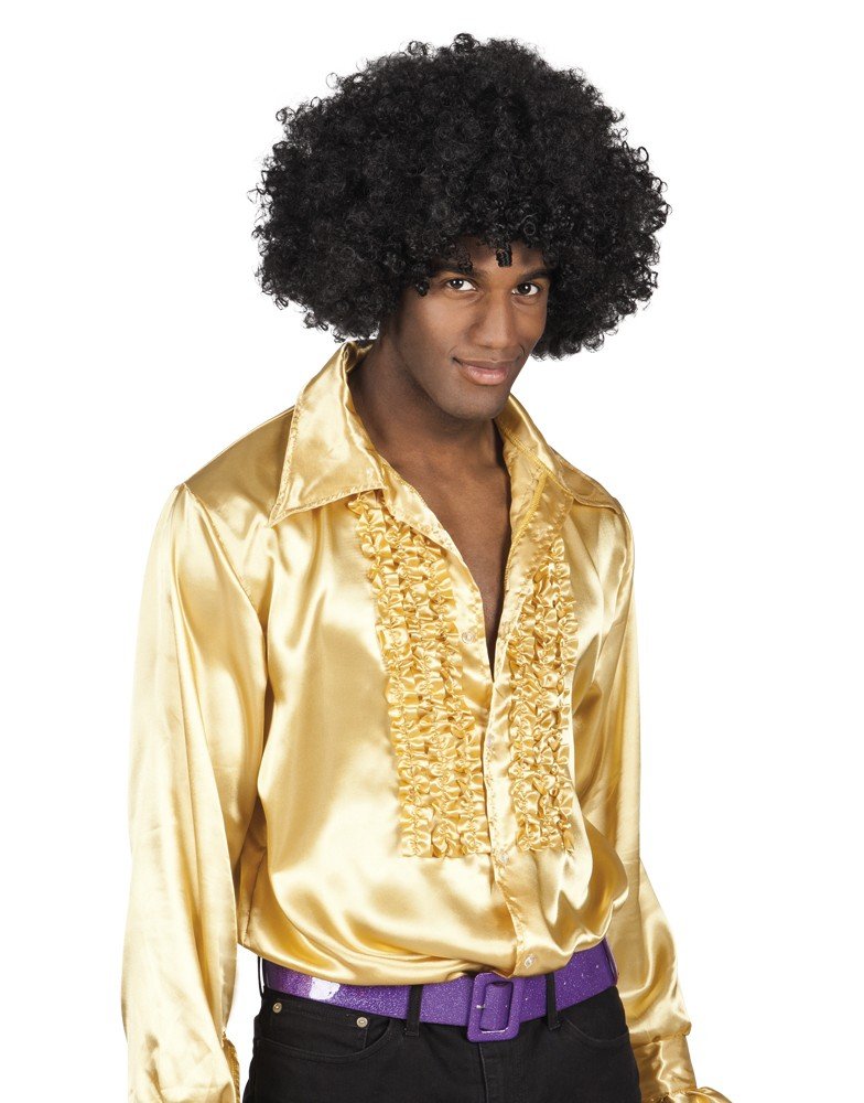 shoperama 70er Jahre Rüschen-Hemd für Herren Siebziger Disco Schlagermove Bad Taste L Gold, L Gold