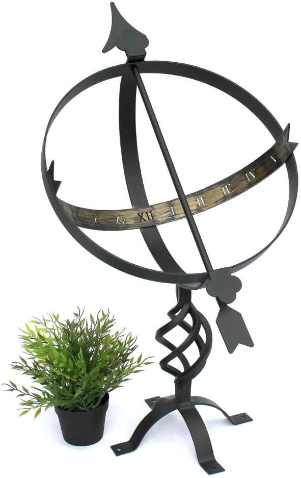 DanDiBo Sonnenuhr Schwarz aus Metall Schmiedeeisen Wetterfest 72 cm Gartenuhr Uhr Garten