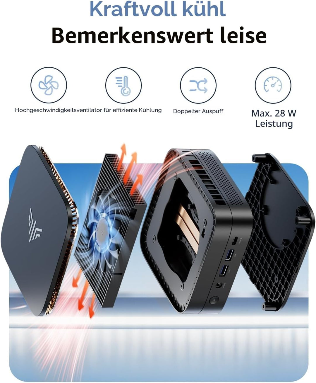 NiPoGi E1 Mini PC Ιntel Twin Lake N150(Aufgerüstet N100) Unterstützt W-11 Pro 16 GB RAM 1TB M.2 SSD,