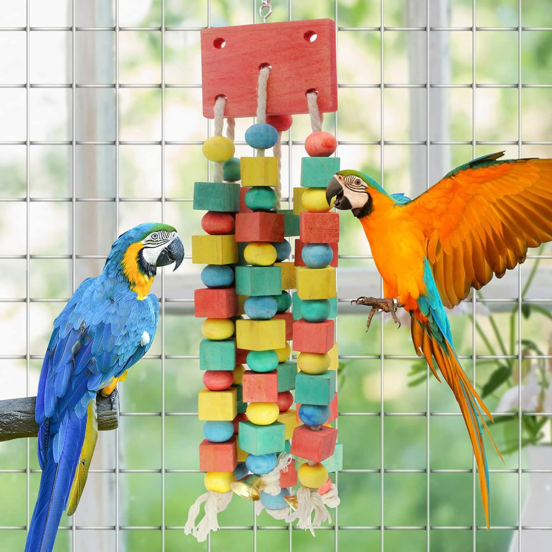 MQUPIN Vogel Papagei Spielzeug Grosse Kauen Natürliche Sittich Papagei Käfig Hängen Kauen Mehrfarbig