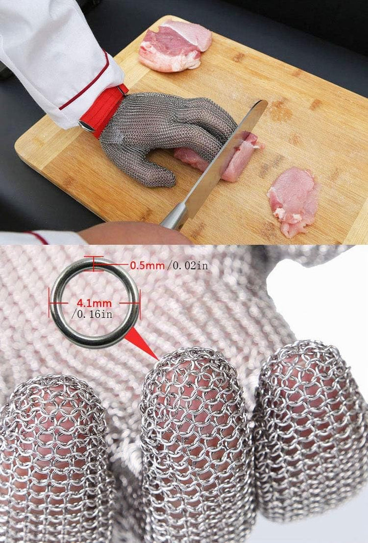ThreeH Schnittschutzhandschuhe 304L Edelstahlgewebe Küchenmetzger arbeitet schneiden Schutzhandschuh
