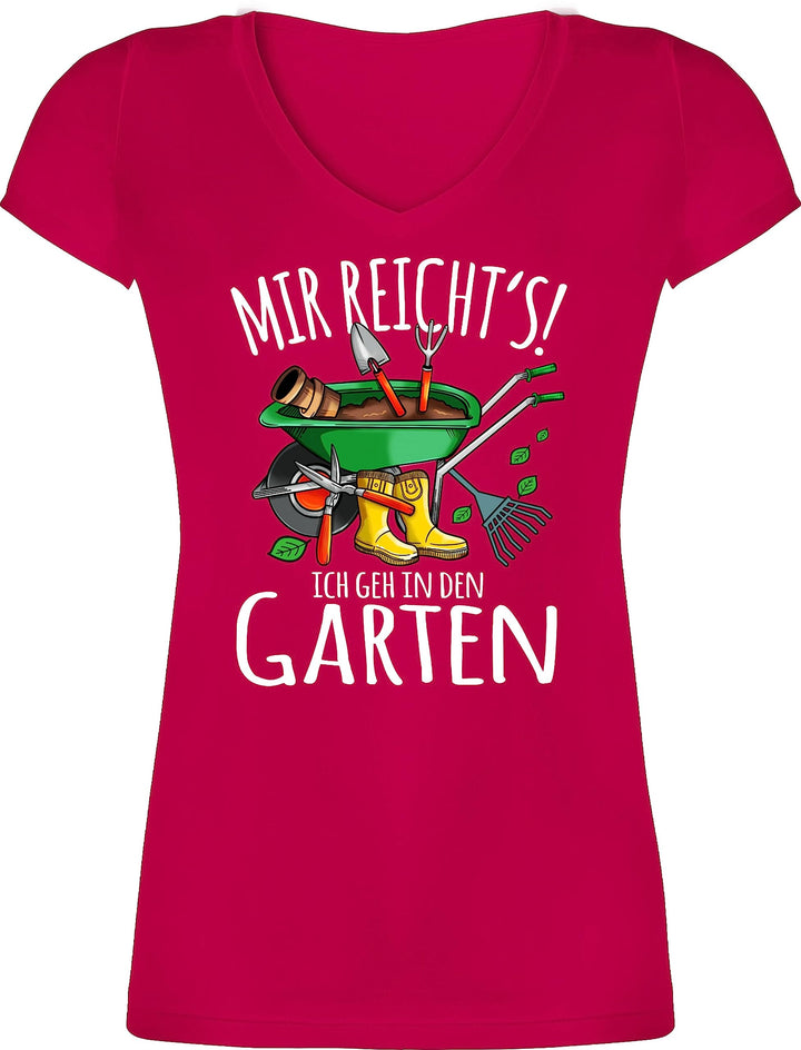 Shirtracer - T-Shirt Damen V Ausschnitt - Hobby Outfit - Mir reicht's ich GEH in den Garten - Garten