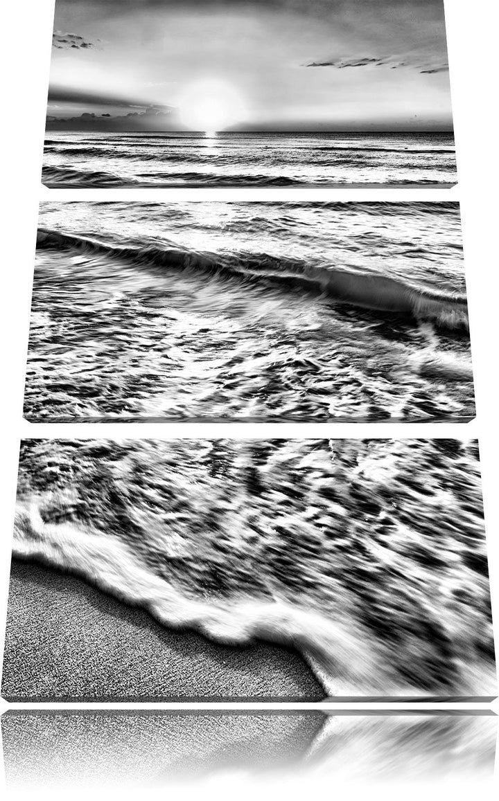 Pixxprint Meer bei Sonnenuntergang als Leinwandbild/Grösse: 3 Teilig (120x80) cm/Wandbild/Kunstdruck