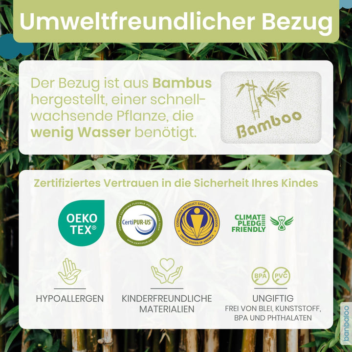 BANBALOO Bamboo- Sicherheitsbarriere für Kinderbetten Absturzsicherung für Kinder. Rutschfestes Scha