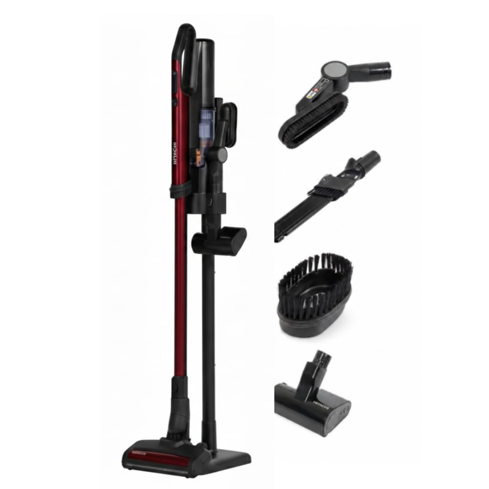 Hitachi Akkusauger PV-XH 4 PL AR, 225 AW, bis 50 Min. Laufzeit, LED Staubsuche, HEPA 13 (Rot), Rot
