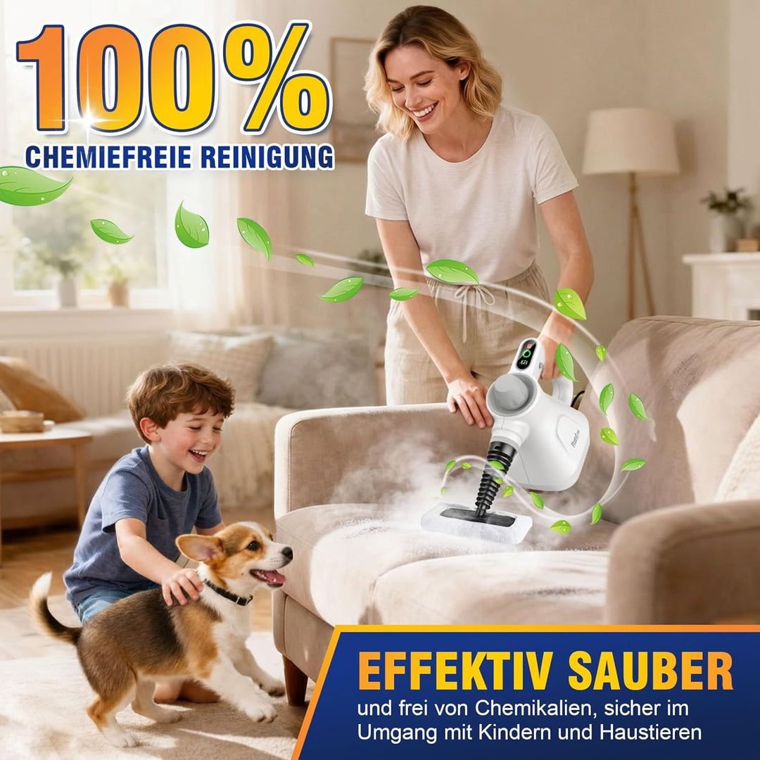 Dampfreiniger Handgerät mit Digitaldisplay, 1100 W | Heisser Dampf für die tägliche Reinigung • Weni