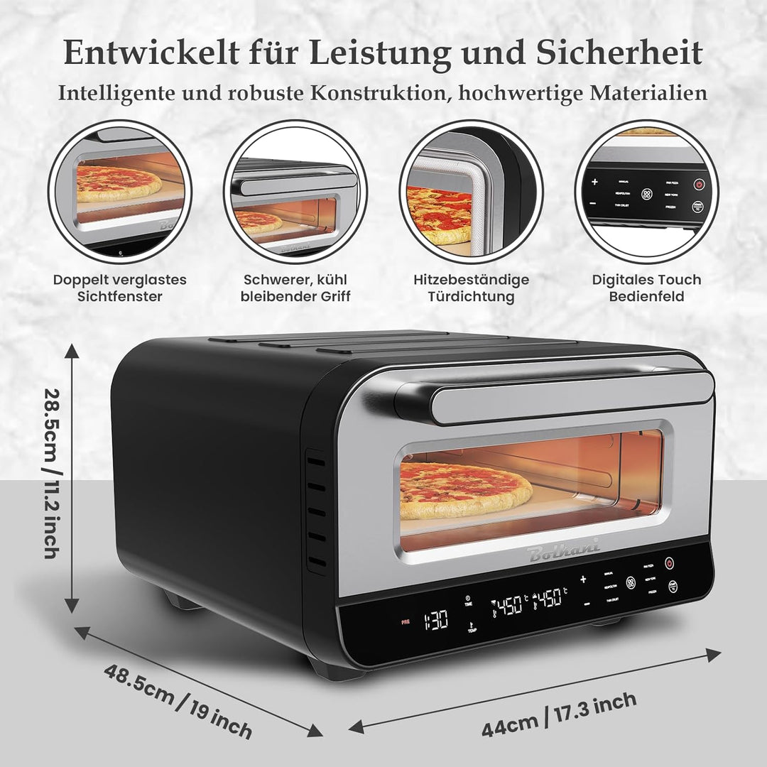 Pizzaofen Elektrisch Mit Pizzastein Für Backofen & Pizzaschieber - 450°C Elektrischer Pizza Ofen - E
