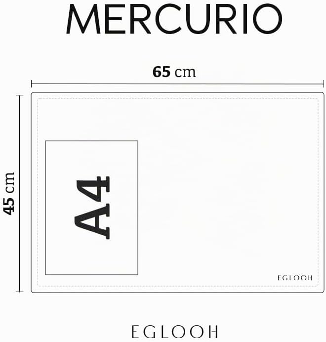 Eglooh - Mercurio - Schreibtischunterlage aus Leder Schwarz cm 65x45 - Handwerkliche Nähte und rutsc