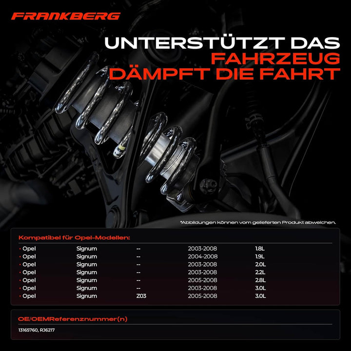 Frankberg 2x Federn Fahrwerksfeder Hinterachse Kompatibel mit Signum 1.8L-3.0L Schrägheck 2003-2008
