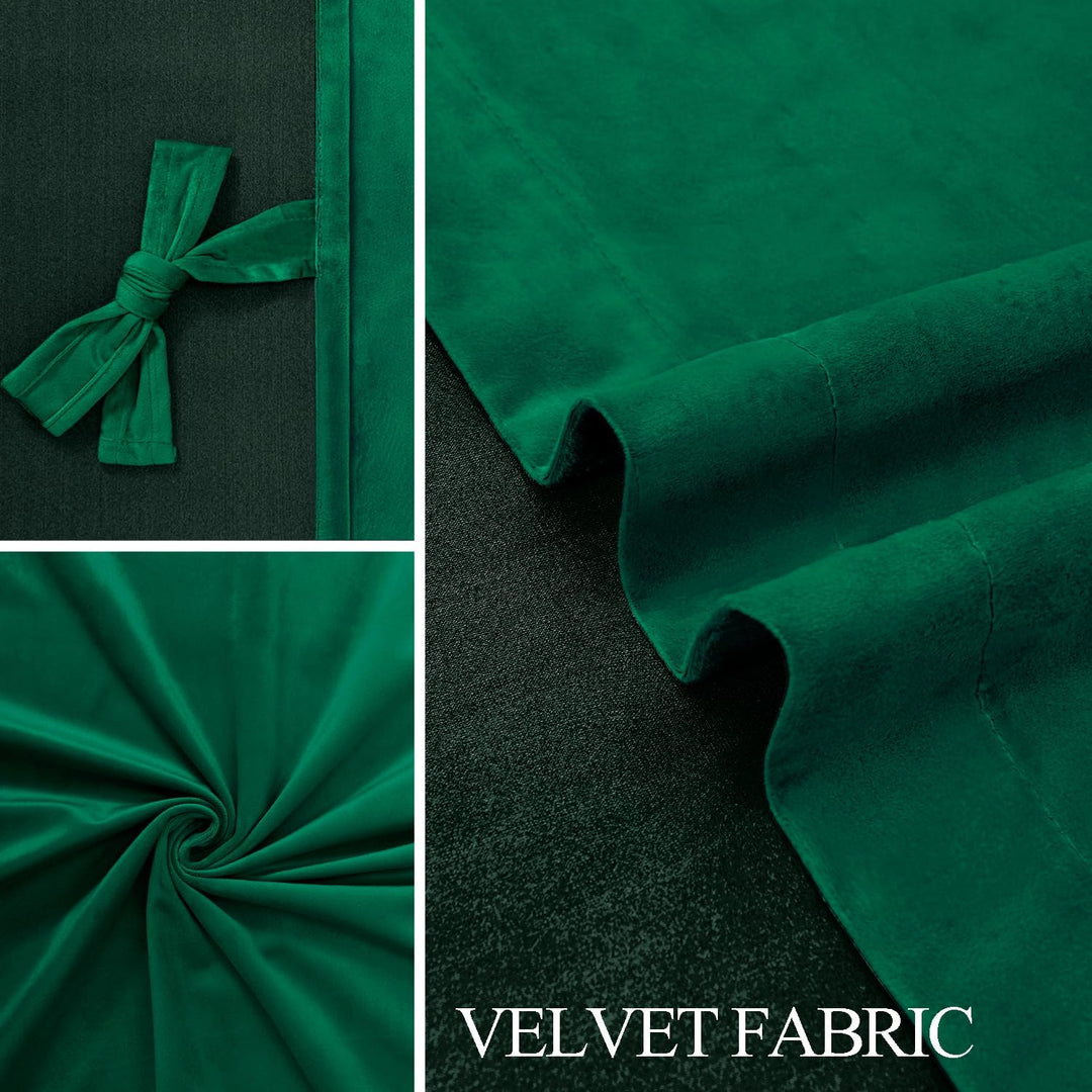 JIUZHEN Verdunklungsvorhang aus Samt, 2er Set Grün Samtvorhang weiche blickdichte Gardinen Grün Samt