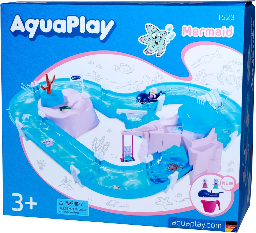 AquaPlay Meerjungfrau Wasserbahn - Outdoor-Wasserspiel mit Bahn, Boot und 2 Spiel-Figuren in Meerjun