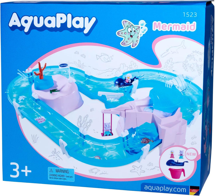AquaPlay Meerjungfrau Wasserbahn - Outdoor-Wasserspiel mit Bahn, Boot und 2 Spiel-Figuren in Meerjun