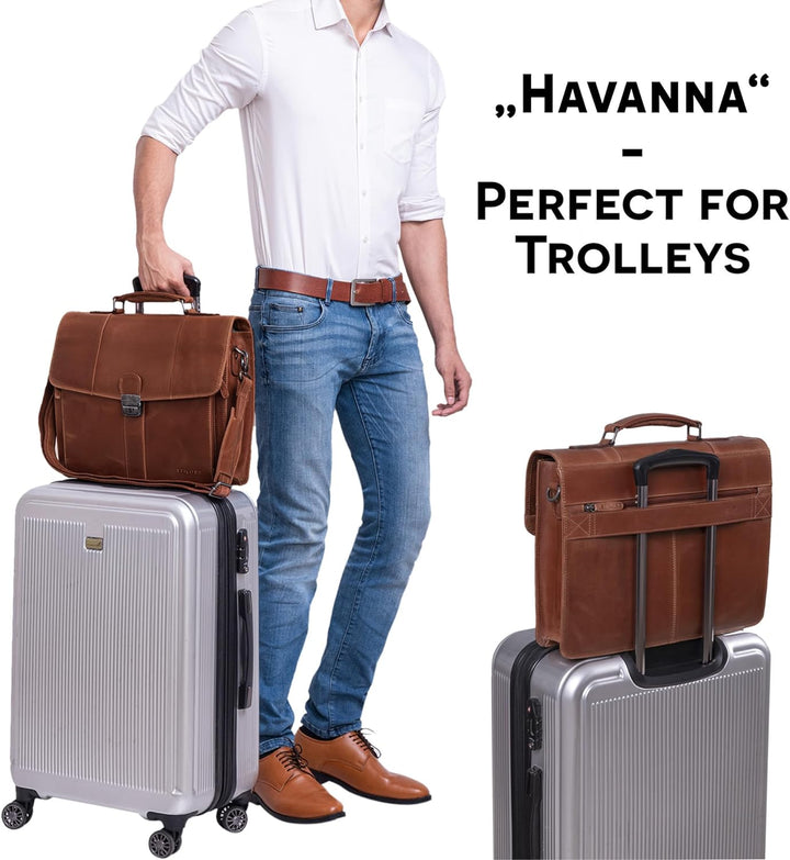 STILORD 'Havanna' Leder Businesstasche A4 Gross Klassische Aktentasche Arbeitstasche Abnehmbarer Sch