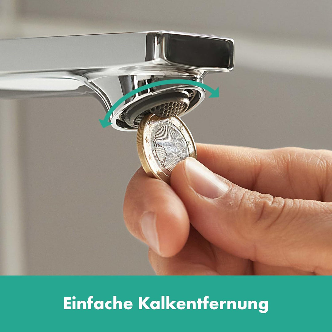 hansgrohe Waschtischarmatur Rebris E, Wasserhahn Bad mit Auslauf Höhe 210 mm, mit Zugstange, Badarma