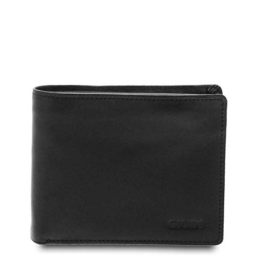 Giudi Herrenbrieftasche, Kartenhalter, Rindsleder, echtes Leder, Made in Italy Schwarz, Schwarz