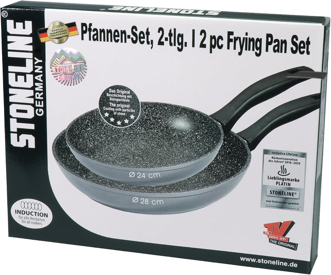 STONELINE Pfannenset 2 teilig, 24/28 cm, Antihaftbeschichtung mit echten Steinpartikeln, Induktion u