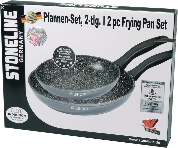 STONELINE Pfannenset 2 teilig, 24/28 cm, Antihaftbeschichtung mit echten Steinpartikeln, Induktion u