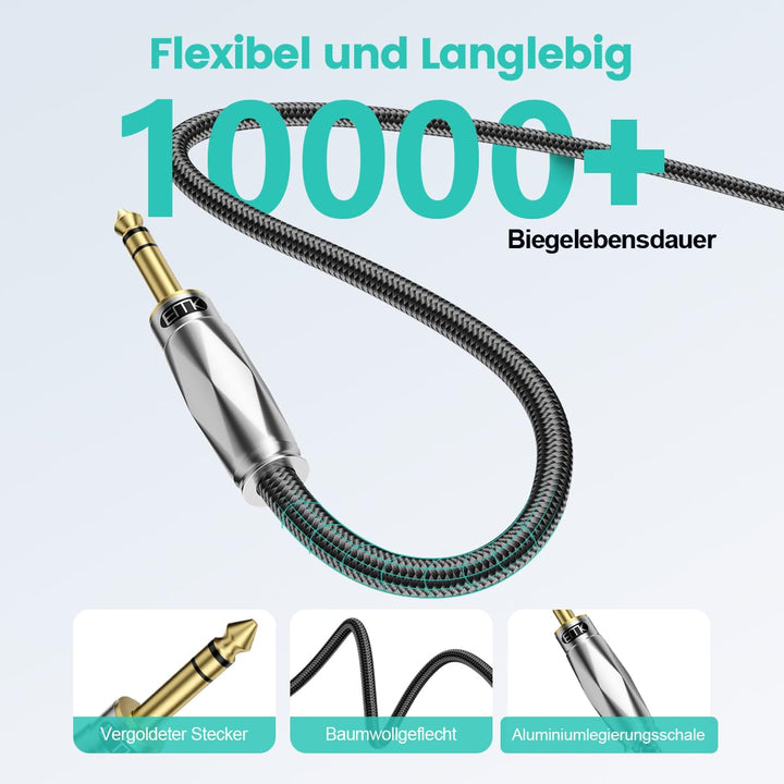 EMK Symmetrisches 6,35 mm auf XLR Kabel, 1,5 Meter, für Mischpulte, Mikrofon, Gitarre, Verstärker, L