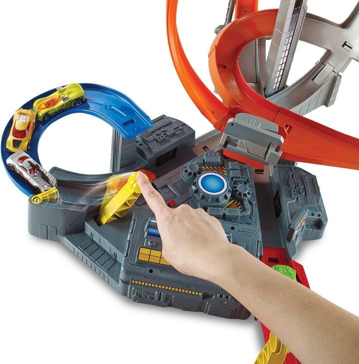 Hot Wheels Autorennbahn Mega Crash Superbahn, mit Looping Tracks und Kurven, inkl. 1 Spielzeugauto u