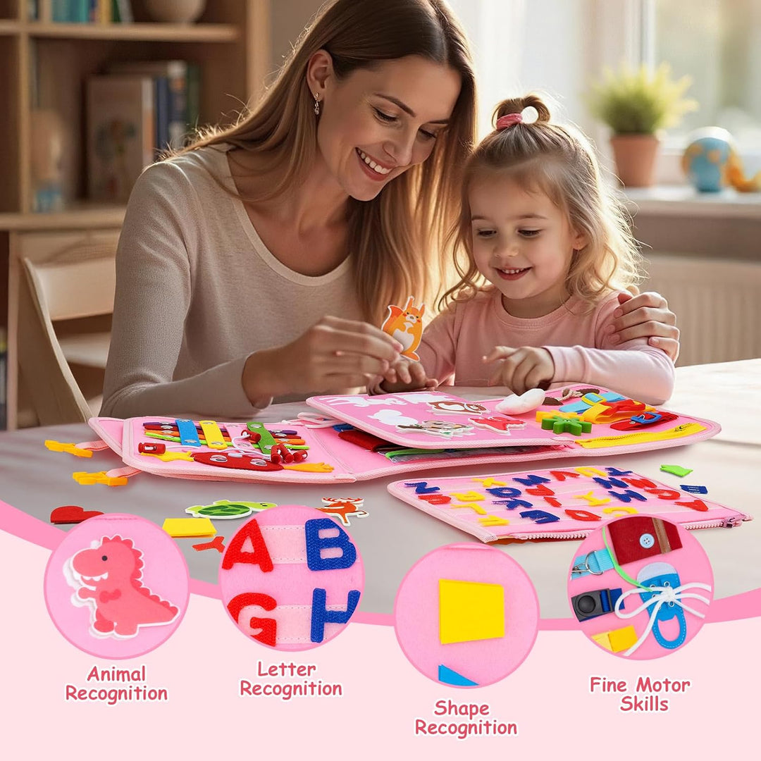 Funsland Busy Board Montessori Spielzeug, Kleinkind Quiet Book Activity Board Auto Flugzeug Reisespi