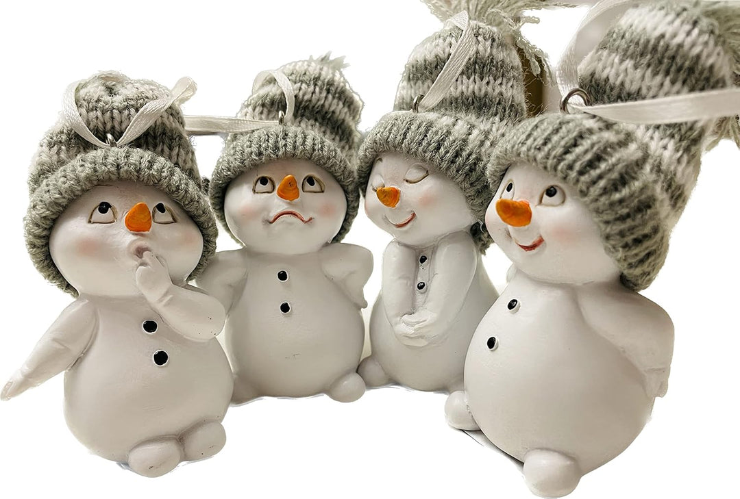 khevga Weihnachtsdeko Deko-Figuren Schneemann Anhänger grau im 4er Grau-hängend, Grau-hängend