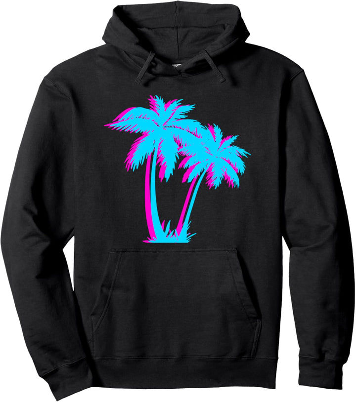 Vaporwave Palme-Baum design ästhetische Palme - Blau u Rosa Pullover Hoodie