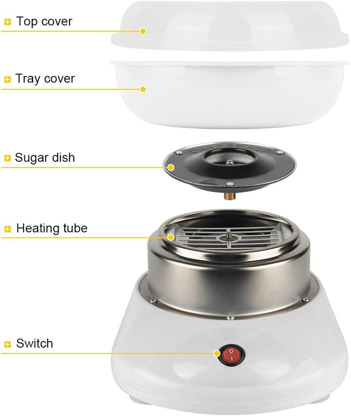 Zuckerwattemaschine für Zuhause, Zuckerwatte-Maschine Set Mit Zuckerwatte Stäbchen & Messlöffel, Zuc