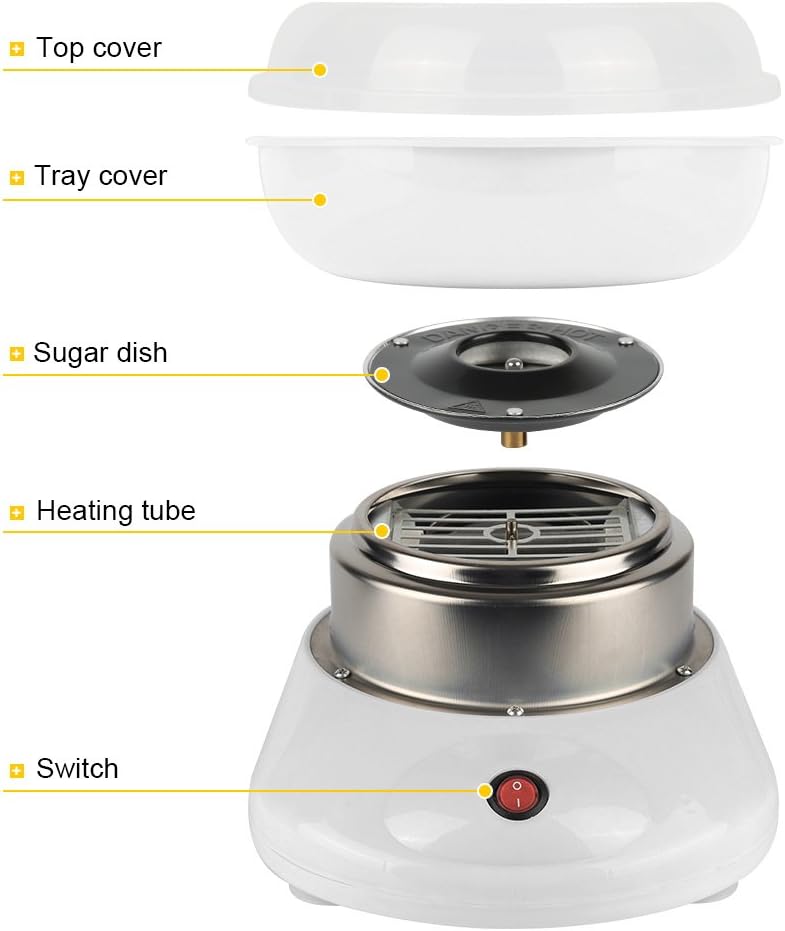 Zuckerwattemaschine, Retro Cotton Candy Machine, Zuckerwatte Maschine mit Stäbchen und Messlöffel, Z