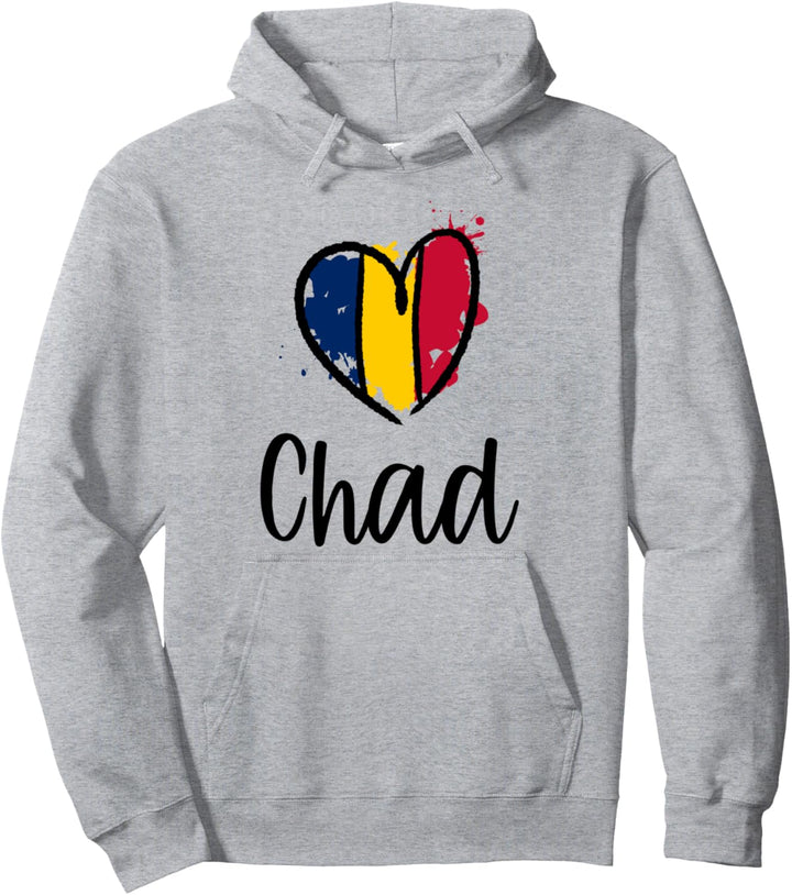 Chad Heart Art Flag Cool Central Africa French Chadian Gift Pullover Hoodie